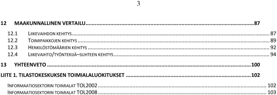 .. 94 13 YHTEENVETO... 100 LIITE 1. TILASTOKESKUKSEN TOIMIALALUOKITUKSET.