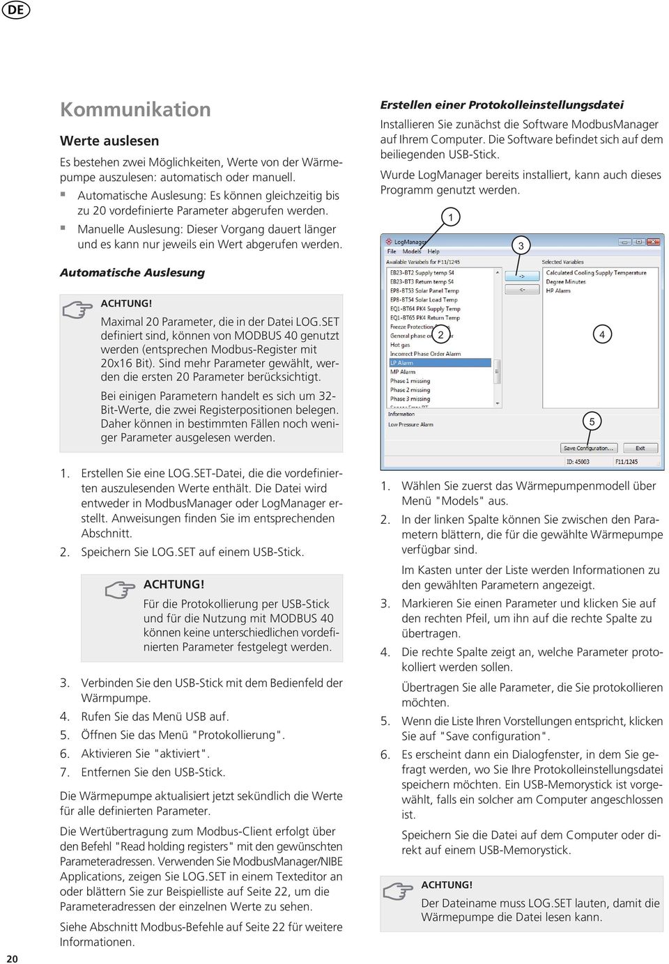 Erstellen einer Protokolleinstellungsdatei Installieren Sie zunächst die Software ModbusManager auf Ihrem Computer. Die Software befindet sich auf dem beiliegenden USB-Stick.