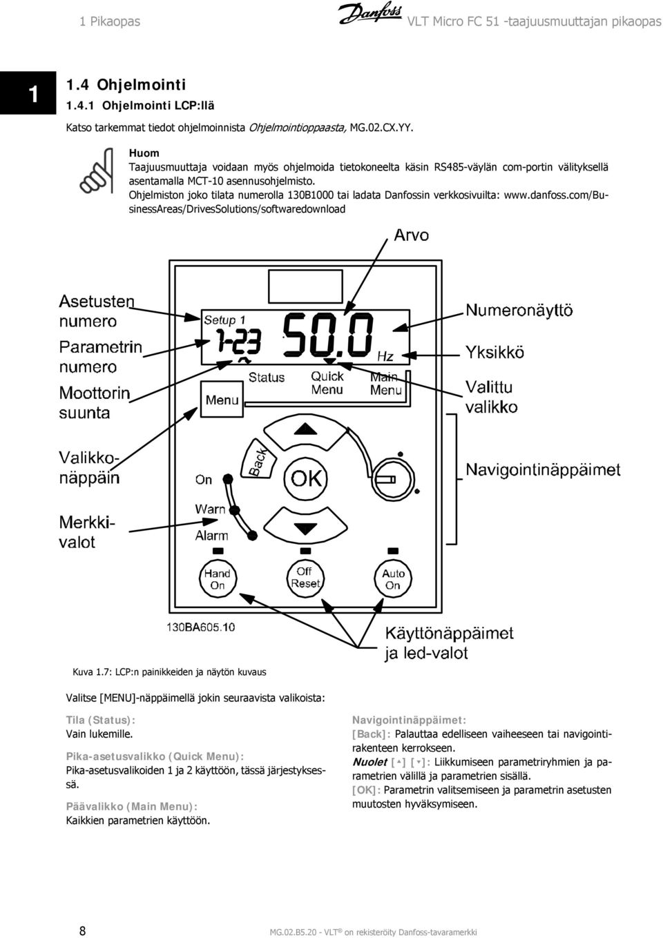 Ohjelmiston joko tilata numerolla 30B000 tai ladata Danfossin verkkosivuilta: www.danfoss.com/businessareas/drivessolutions/softwaredownload Kuva.