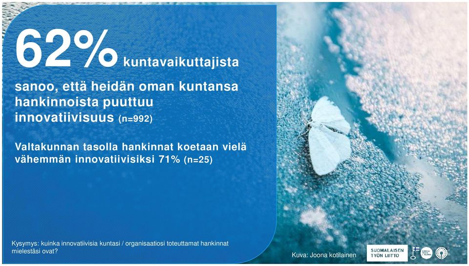 vielä vähemmän innovatiivisiksi 71% (n=25) Kysymys: kuinka innovatiivisia