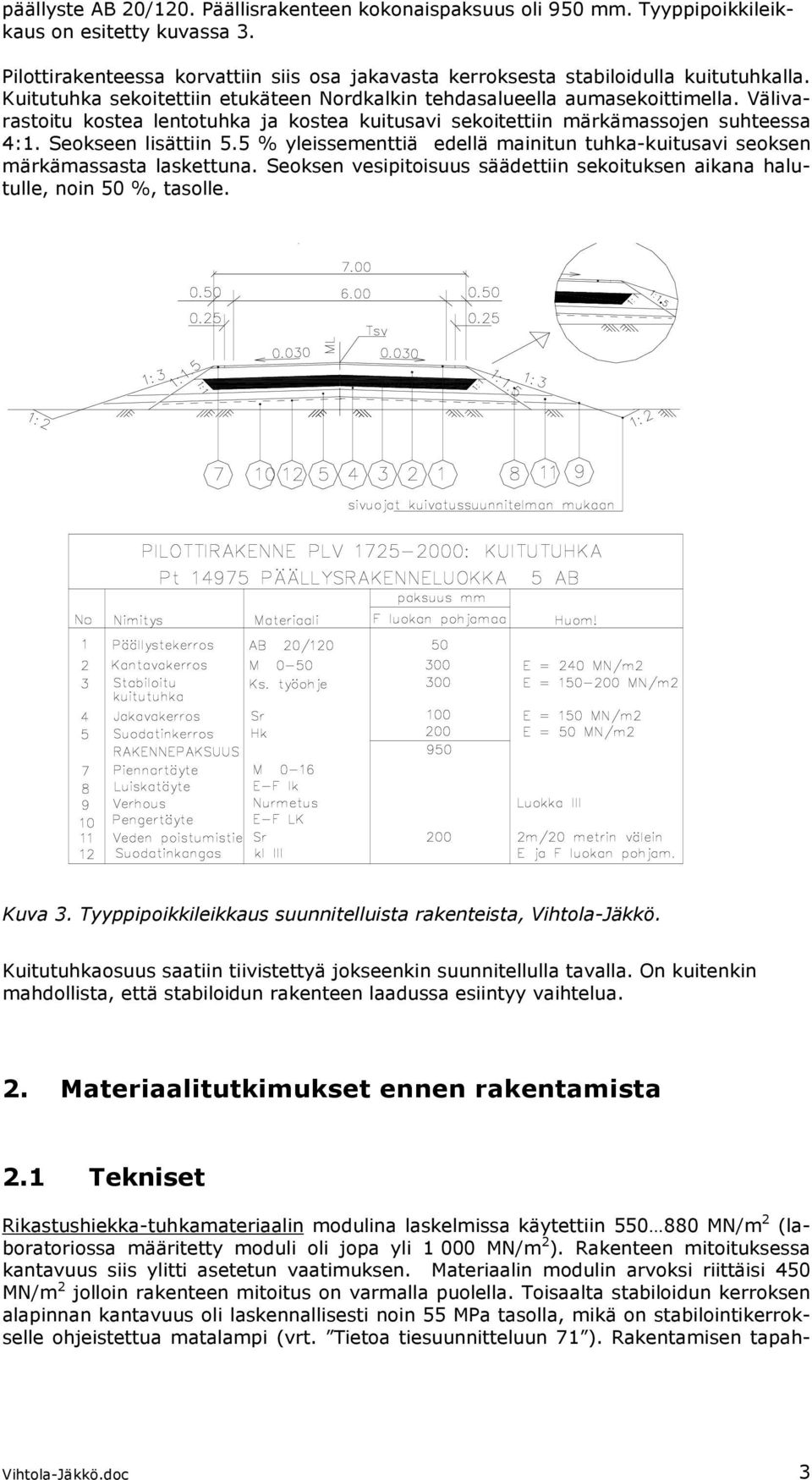 5 % yleissementtiä edellä mainitun tuhka-kuitusavi seoksen märkämassasta laskettuna. Seoksen vesipitoisuus säädettiin sekoituksen aikana halutulle, noin 50 %, tasolle. Kuva 3.