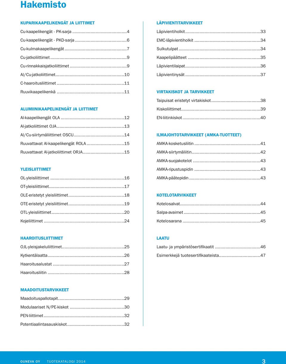 ..11 Ruuvikaapelikenkä...11 VIRTAKISKOT JA TARVIKKEET Taipuisat eristetyt virtakiskot...38 AUMIINIKAAPEIKENGÄT JA IITTIMET Al-kaapelikengät OA...12 Kiskoliittimet...39 EN-liitinkiskot.