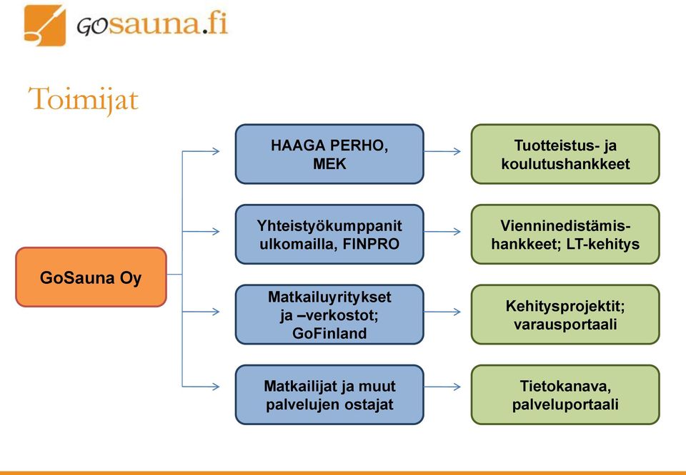 GoFinland Vienninedistämishankkeet; LT-kehitys Kehitysprojektit;