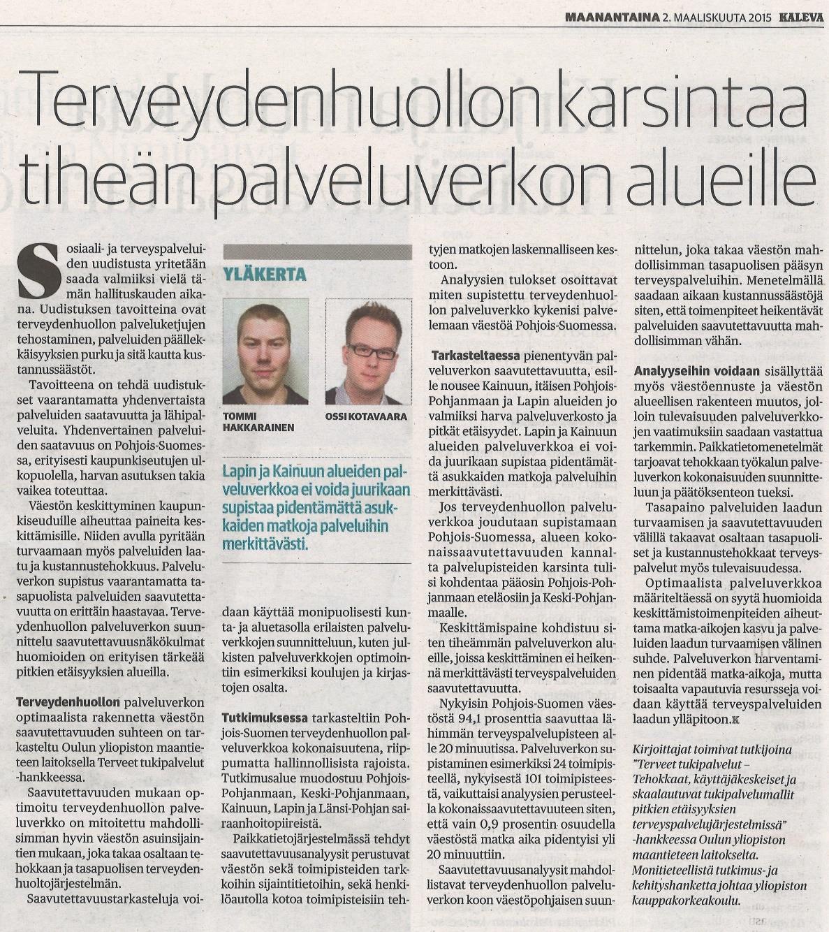 Terveydenhuollon palveluverkon