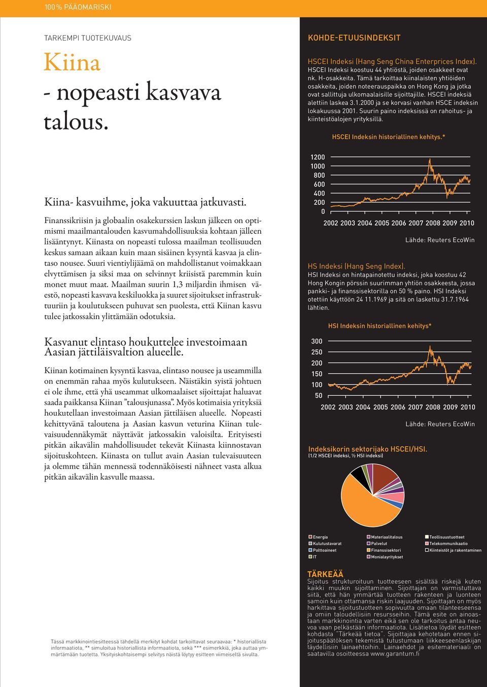 2000 ja se korvasi vanhan HSCE indeksin lokakuussa 2001. Suurin paino indeksissä on rahoitus- ja kiinteistöalojen yrityksillä. HSCEI Indeksin historiallinen kehitys.