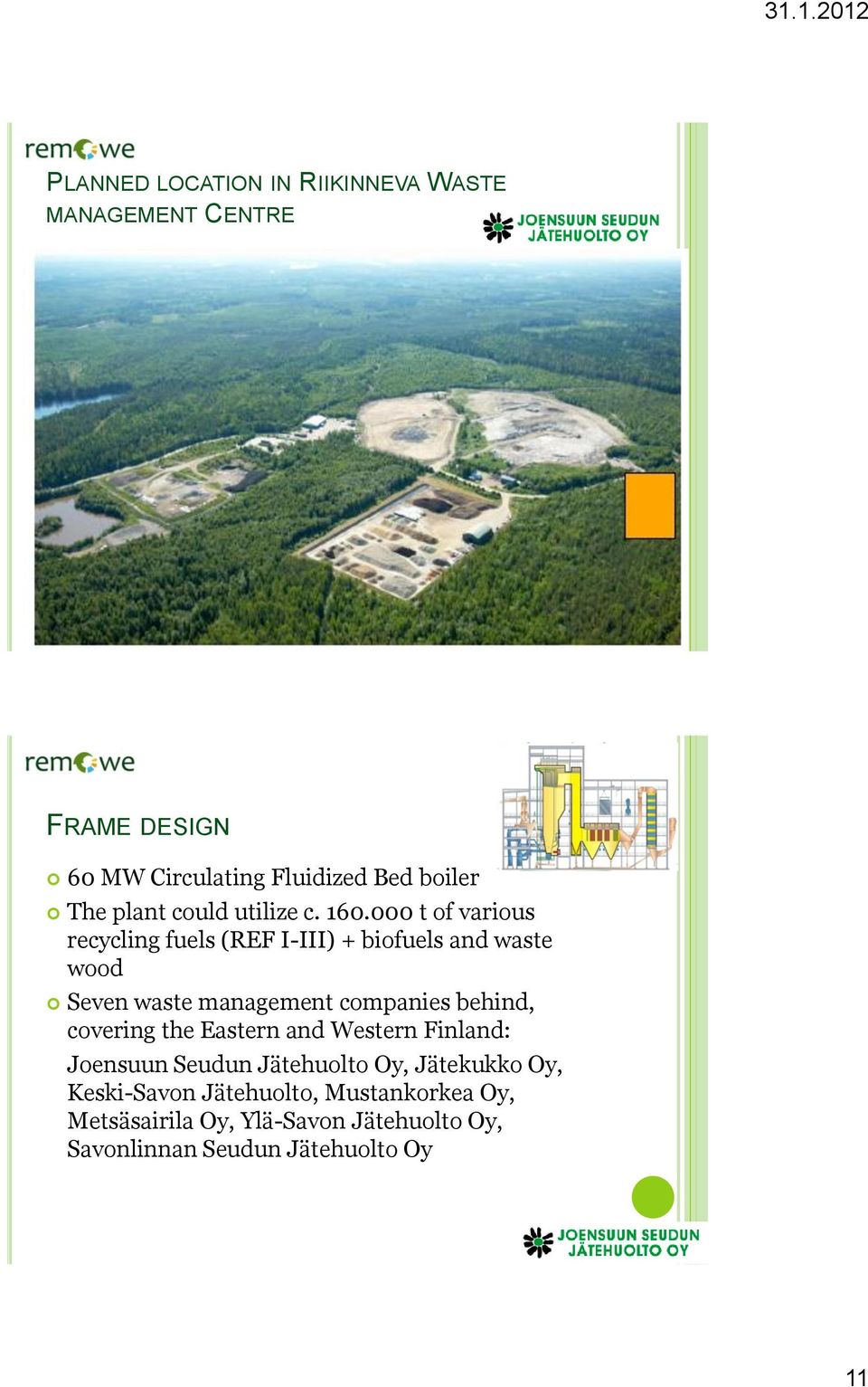 000 t of various recycling fuels (REF I-III) + biofuels and waste wood Seven waste management companies behind,