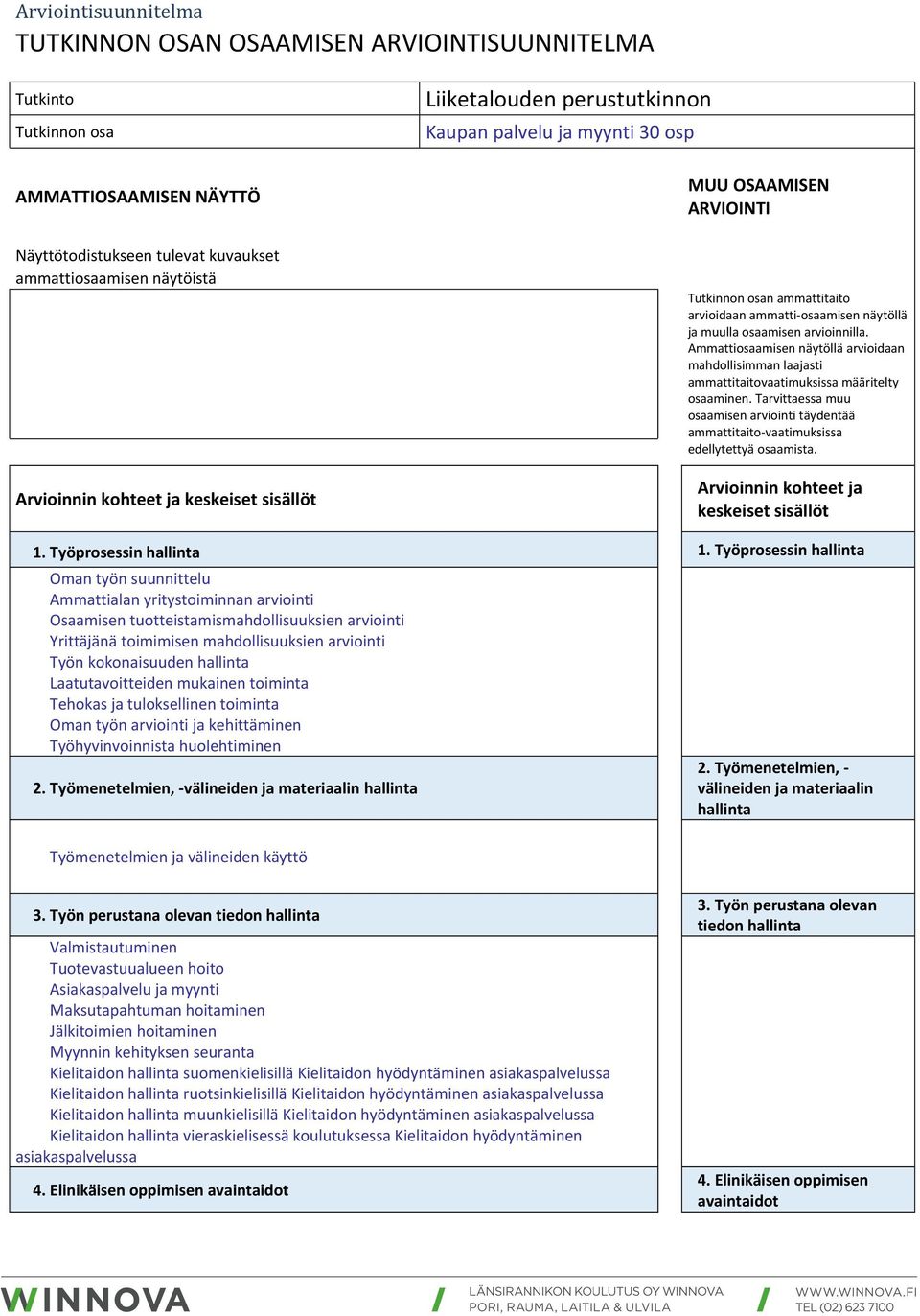 Ammattiosaamisen näytöllä arvioidaan mahdollisimman laajasti ammattitaitovaatimuksissa määritelty osaaminen.