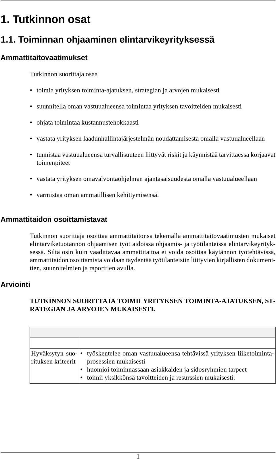 vastuualueensa turvallisuuteen liittyvät riskit ja käynnistää tarvittaessa korjaavat toimenpiteet vastata yrityksen omavalvontaohjelman ajantasaisuudesta omalla vastuualueellaan varmistaa oman