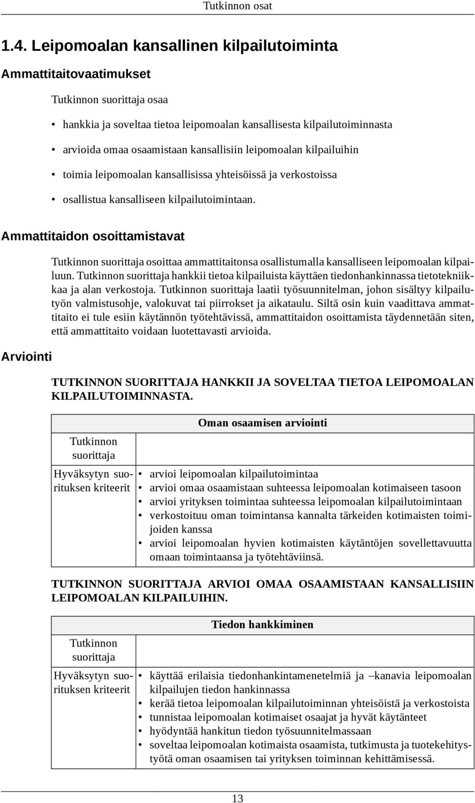 kilpailuihin toimia leipomoalan kansallisissa yhteisöissä ja verkostoissa osallistua kansalliseen kilpailutoimintaan.