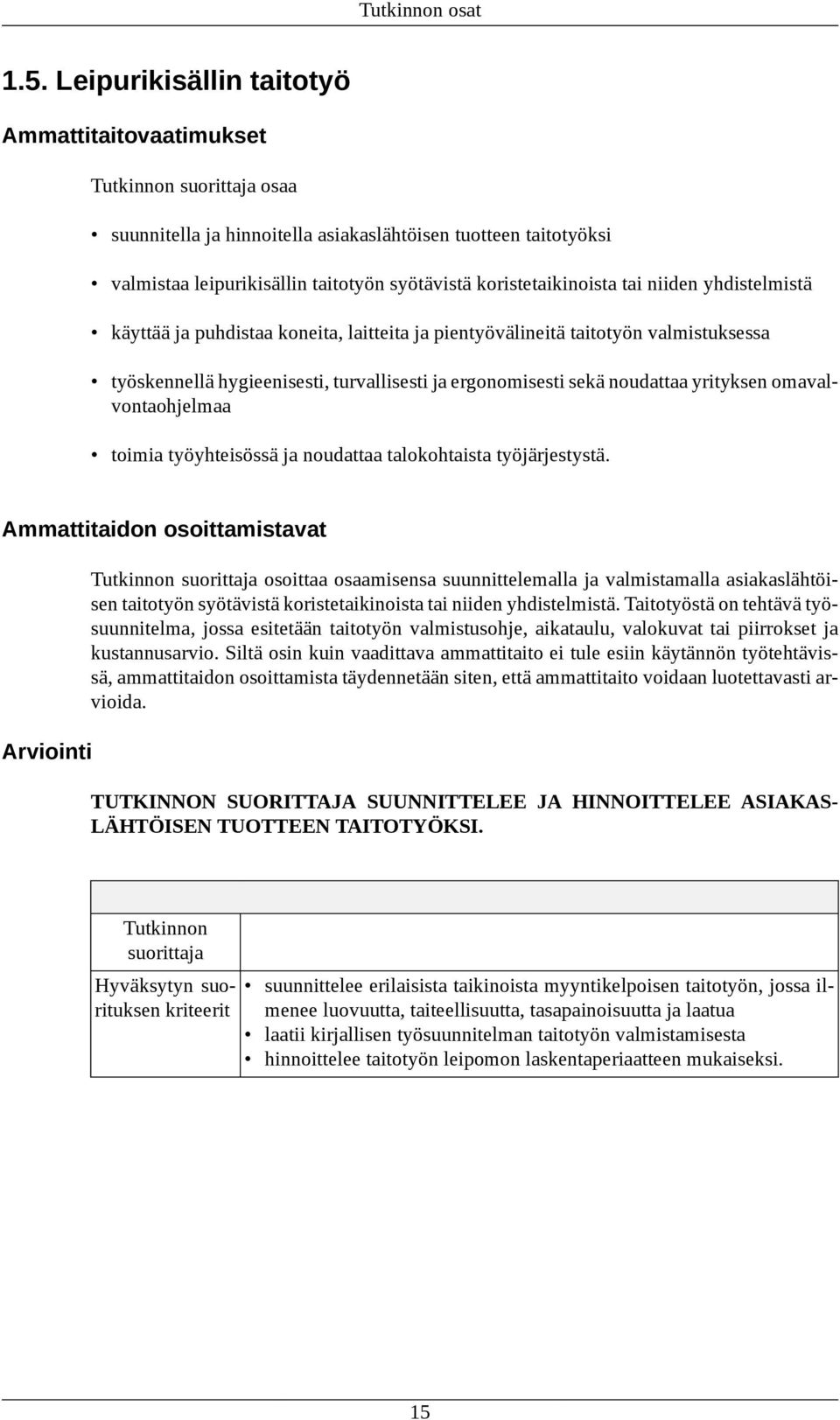 yhdistelmistä käyttää ja puhdistaa koneita, laitteita ja pientyövälineitä taitotyön valmistuksessa työskennellä hygieenisesti, turvallisesti ja ergonomisesti sekä noudattaa yrityksen