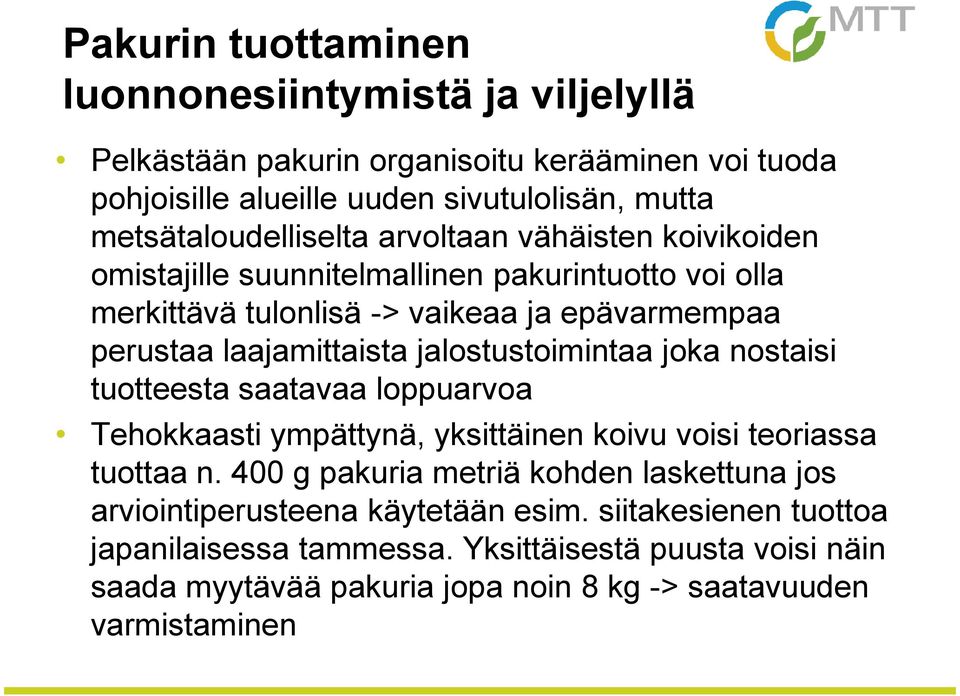 laajamittaista jalostustoimintaa joka nostaisi tuotteesta saatavaa loppuarvoa Tehokkaasti ympättynä, yksittäinen koivu voisi teoriassa tuottaa n.