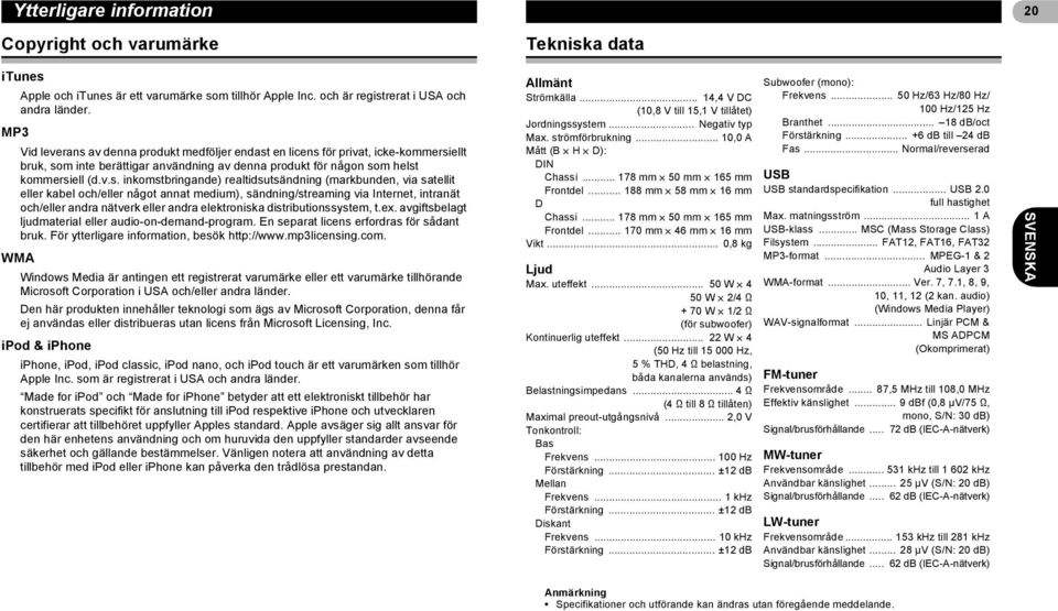 av denna produkt medföljer endast