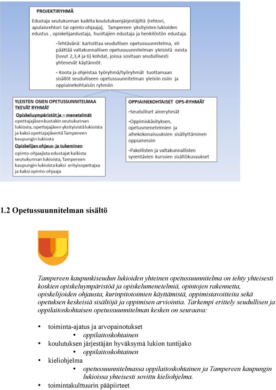 Tarkempi erittely seudullisen ja oppilaitoskohtaisen opetussuunnitelman kesken on seuraava: toiminta-ajatus ja arvopainotukset oppilaitoskohtainen koulutuksen järjestäjän