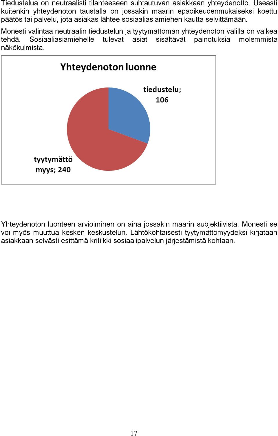 Monesti valintaa neutraalin tiedustelun ja tyytymättömän yhteydenoton välillä on vaikea tehdä.