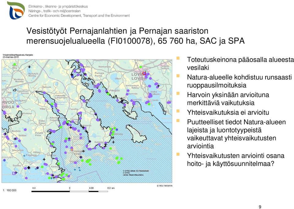 yksinään arvioituna merkittäviä vaikutuksia Yhteisvaikutuksia ei arvioitu Puutteelliset tiedot Natura-alueen