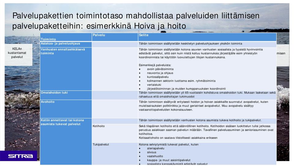 hyvinvointia Kuntien edistävät palvelut, siltä osin kuin niistä koituu kustannuksia järjestäjälle esim yhteistyön terveydenedistämisen koordinoinnista tai käyttöön luovutettujen tilojen kustannuksina.