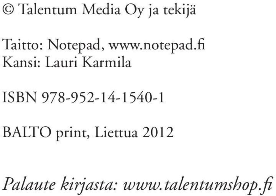 fi Kansi: Lauri Karmila ISBN