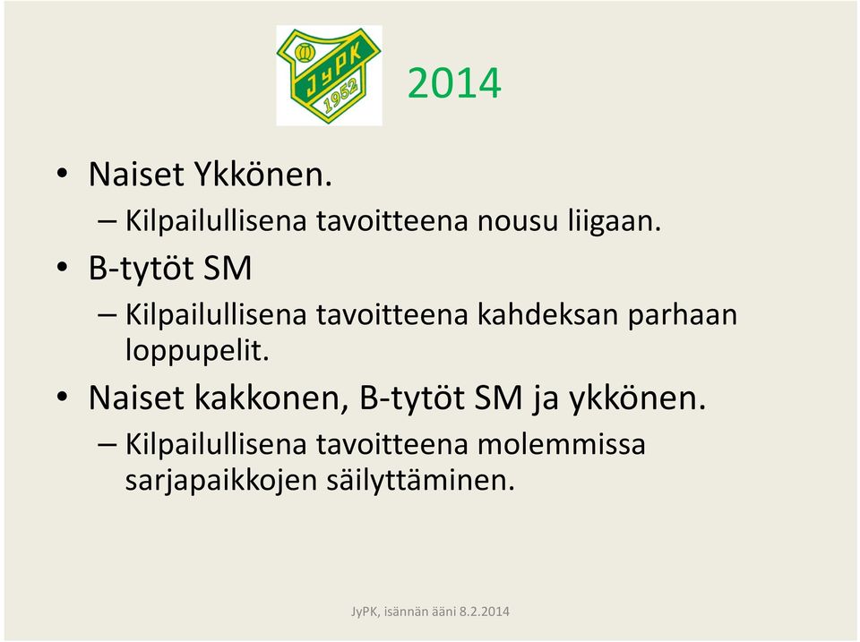 B-tytöt SM Kilpailullisena tavoitteena kahdeksan parhaan