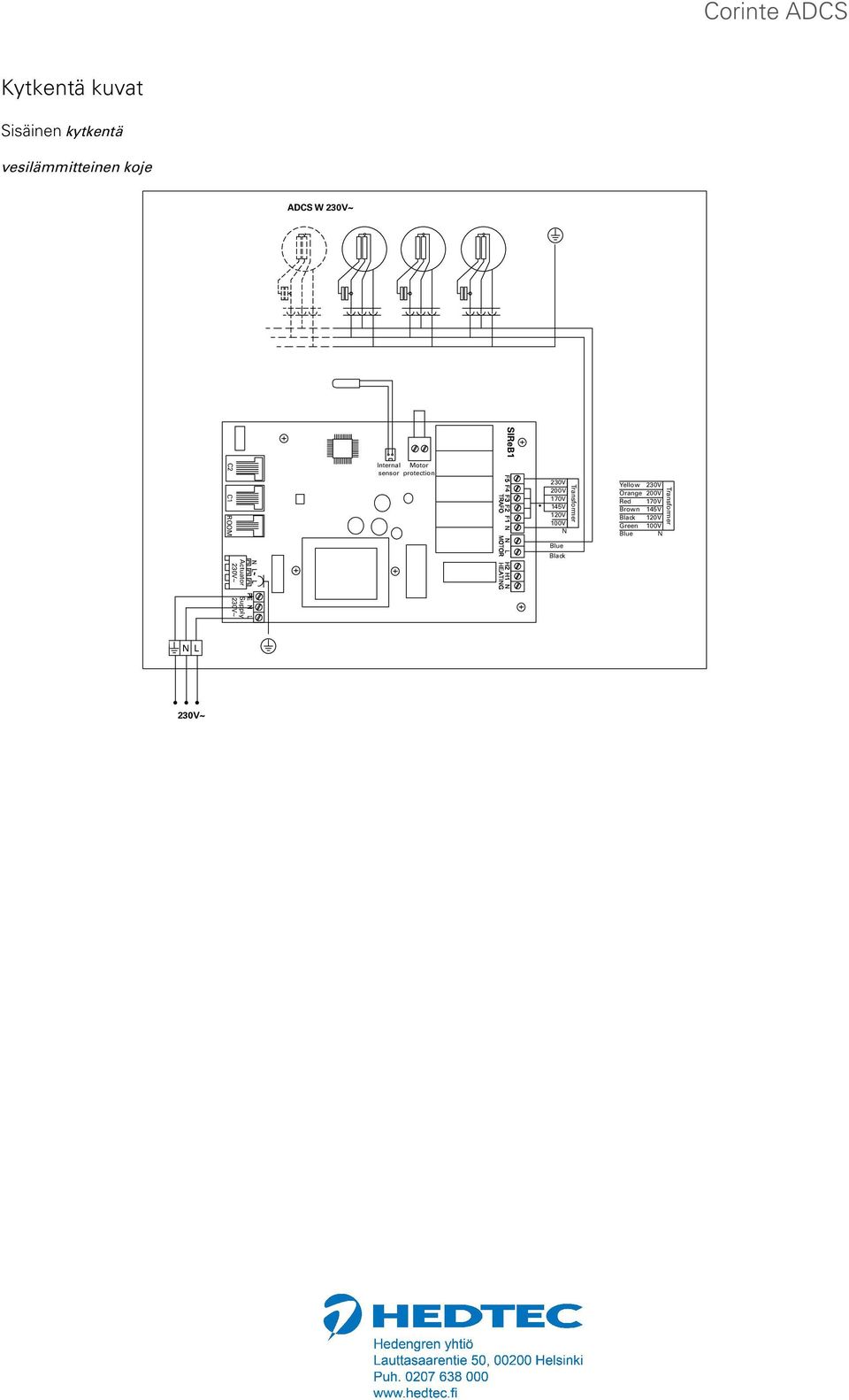 170V 145V 120V 100V N Transformer Yellow Orange Red Brown