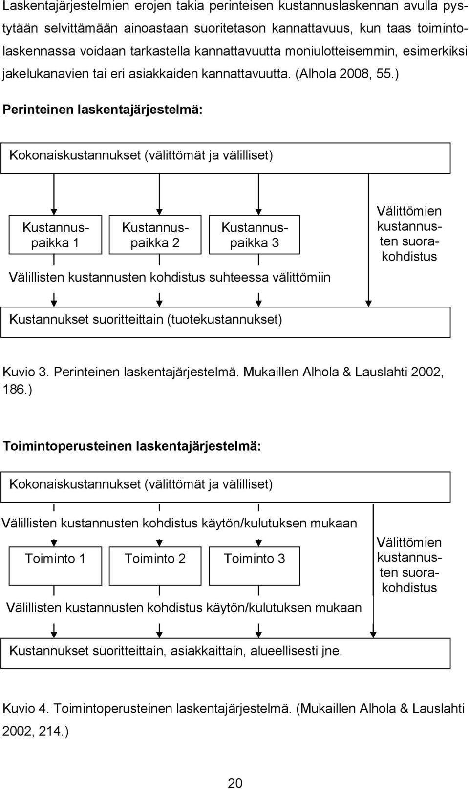 ) Perinteinen laskentajärjestelmä: Kokonaiskustannukset (välittömät ja välilliset) Kustannuspaikka 1 Kustannuspaikka 2 Kustannuspaikka 3 Välillisten kustannusten kohdistus suhteessa välittömiin