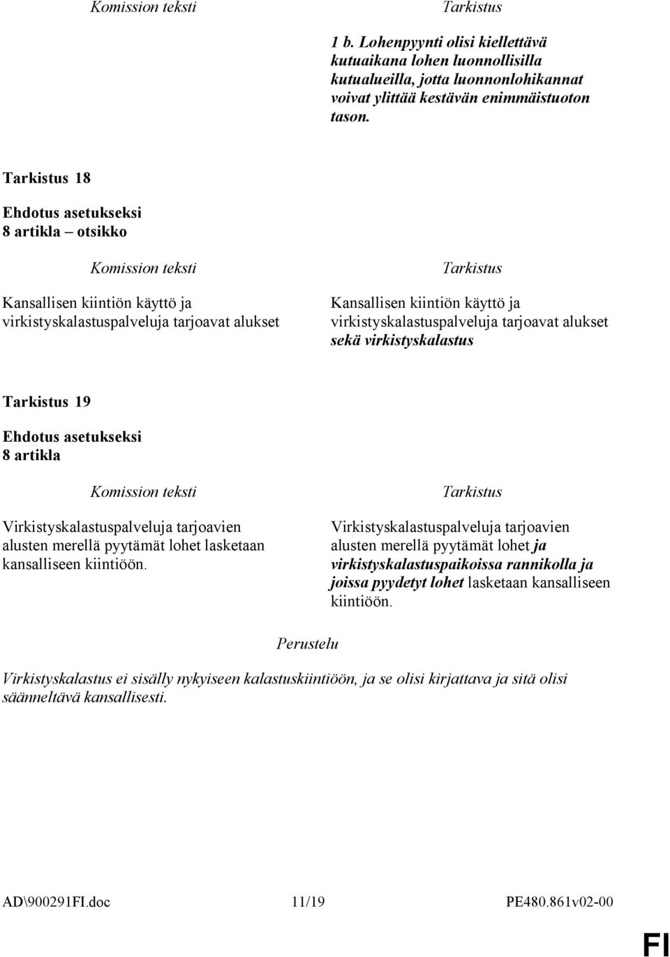 8 artikla Virkistyskalastuspalveluja tarjoavien alusten merellä pyytämät lohet lasketaan kansalliseen kiintiöön.