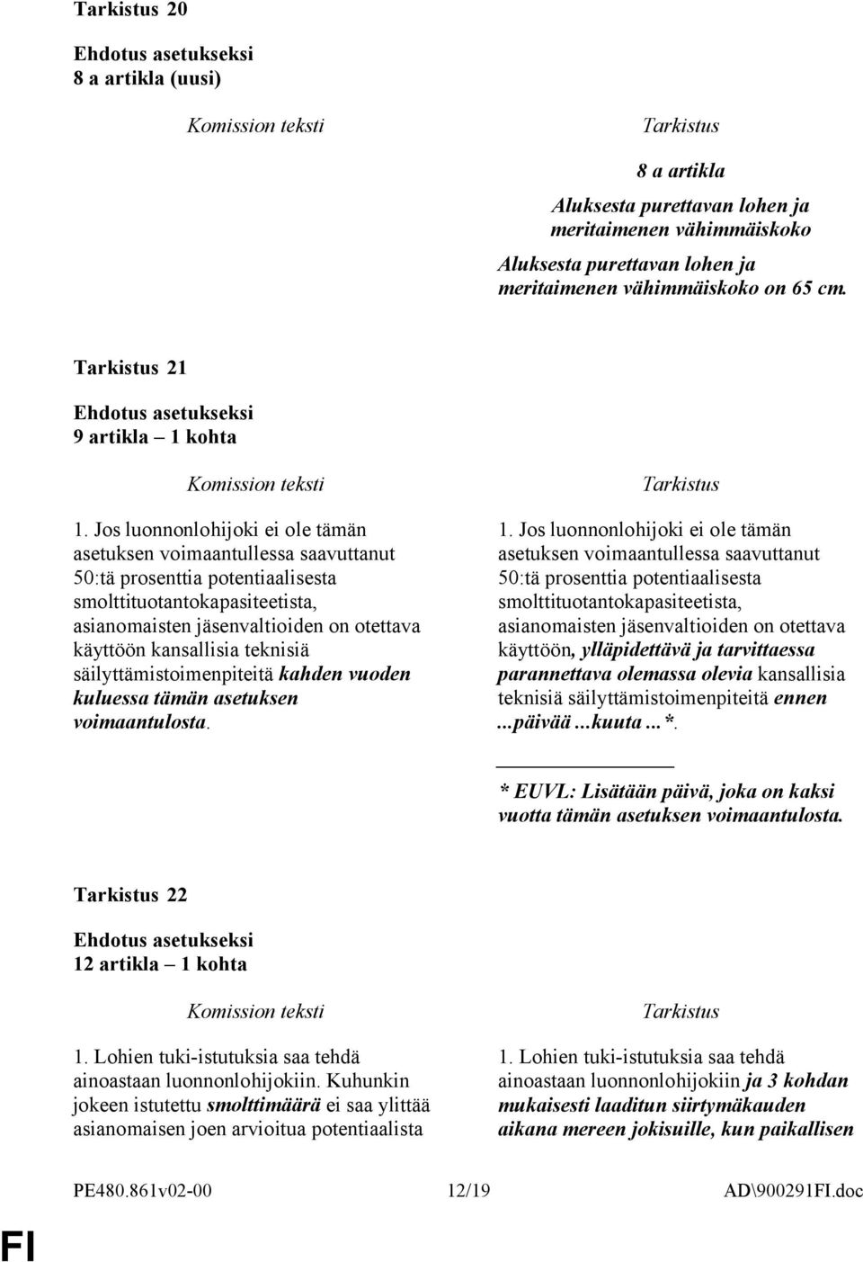 teknisiä säilyttämistoimenpiteitä kahden vuoden kuluessa tämän asetuksen voimaantulosta. 1.