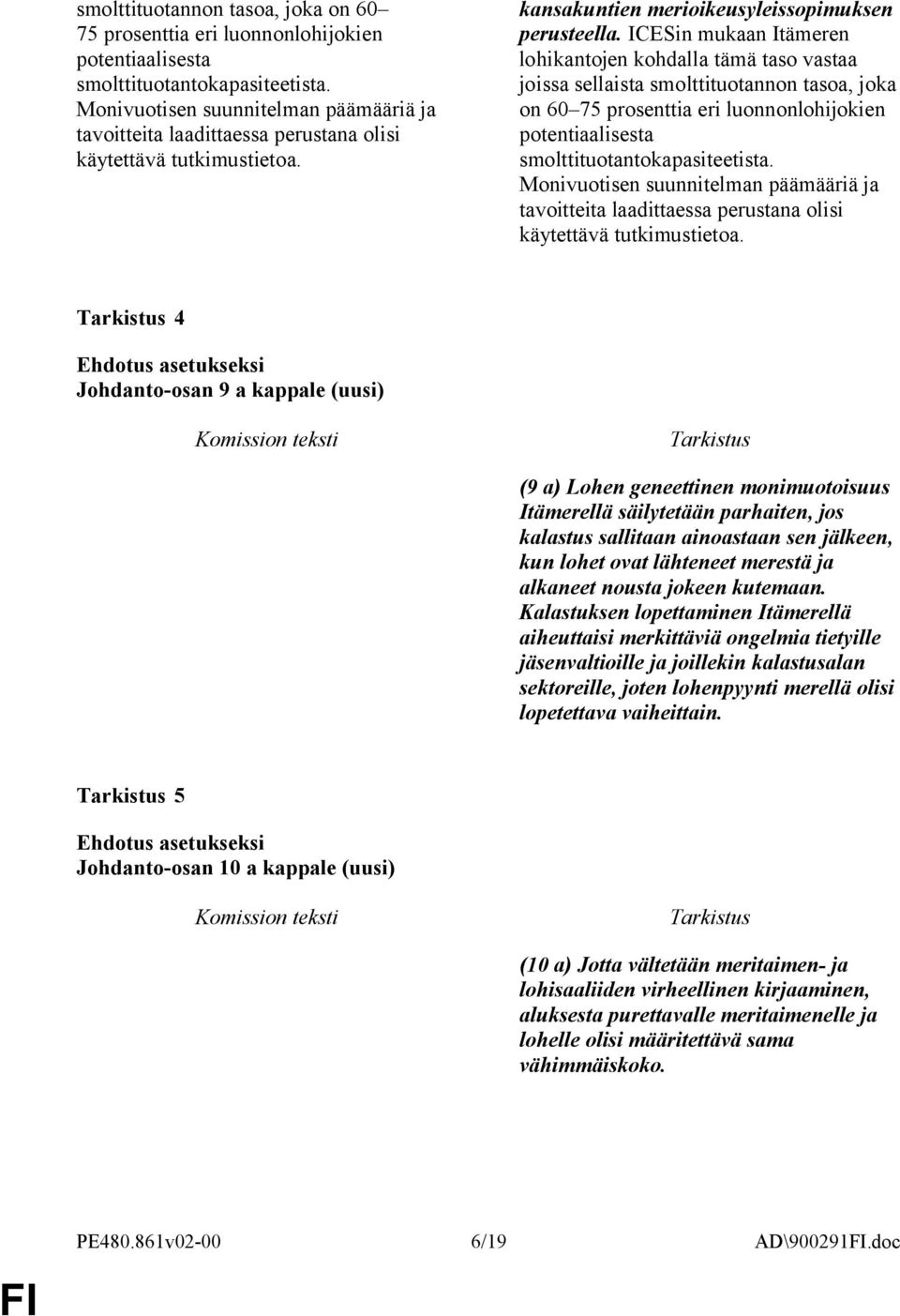 ICESin mukaan Itämeren lohikantojen kohdalla tämä taso vastaa joissa sellaista  Monivuotisen suunnitelman päämääriä ja tavoitteita laadittaessa perustana olisi käytettävä tutkimustietoa.