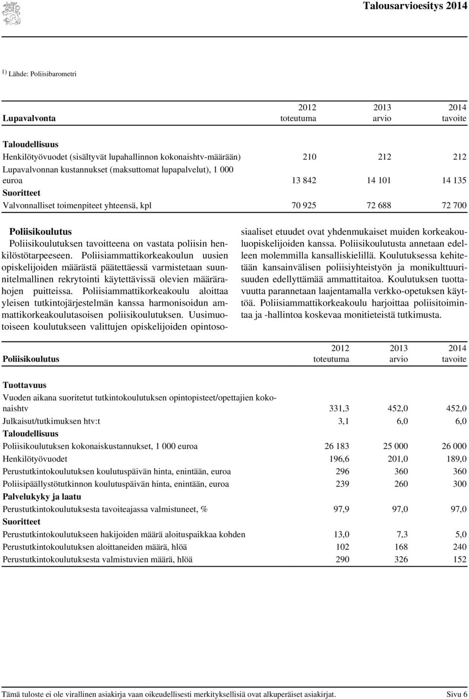 Poliisiammattikorkeakoulun uusien opiskelijoiden määrästä päätettäessä varmistetaan suunnitelmallinen rekrytointi käytettävissä olevien määrärahojen puitteissa.