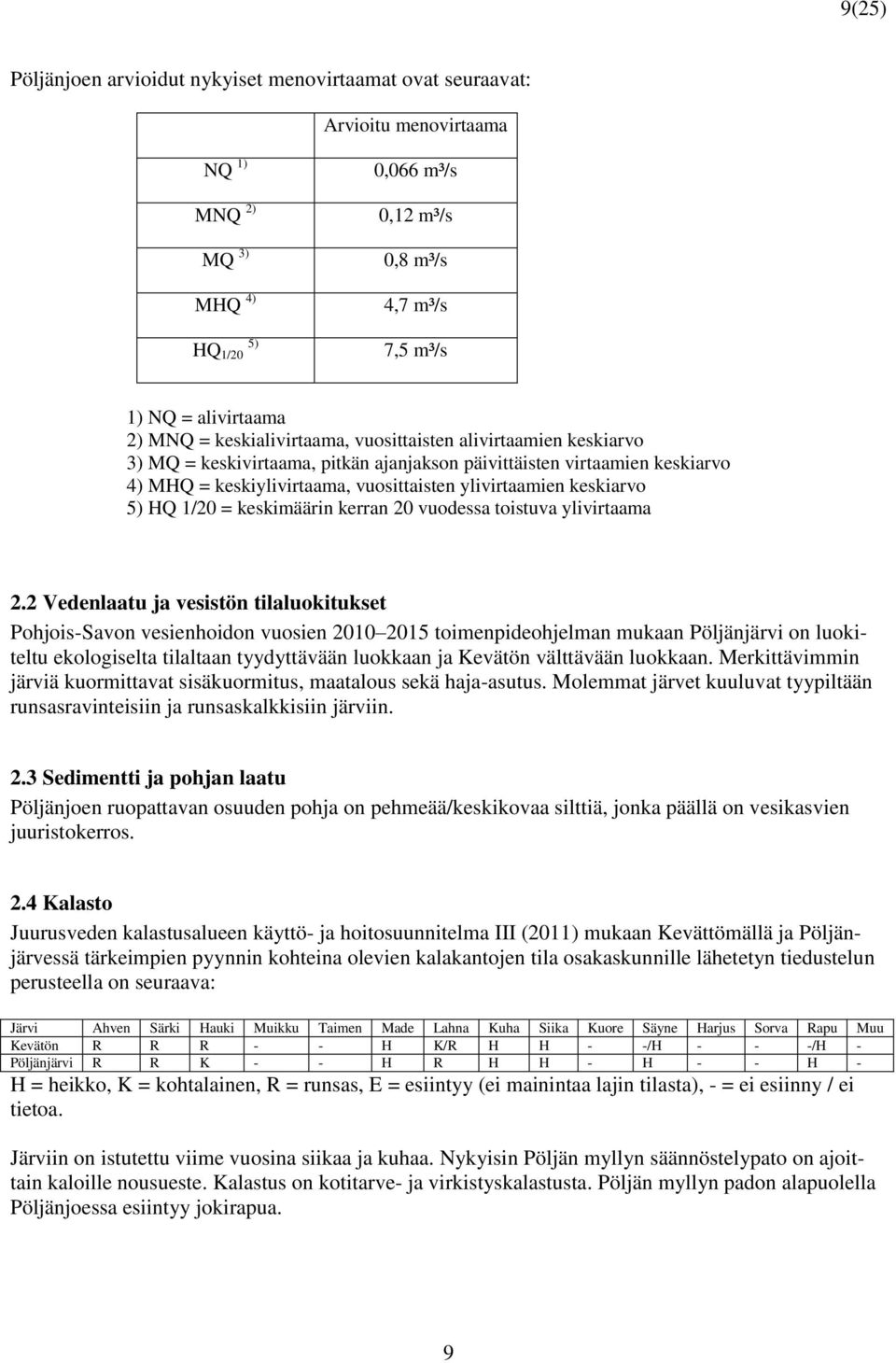 5) HQ 1/20 = keskimäärin kerran 20 vuodessa toistuva ylivirtaama 2.