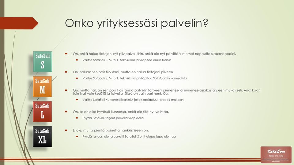 Valitse, tai, tekniikkaa ja ylläpitoa atacomin konesalista On, mutta haluan sen pois tiloistani ja palvelin tarpeeni pienenee ja suurenee asiakastarpeen mukaisesti.