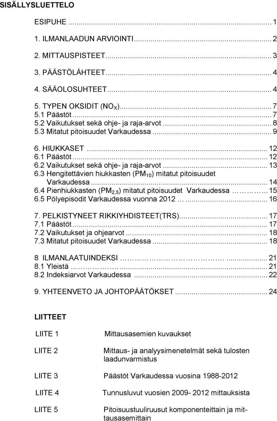 3 Hengitettävien hiukkasten (PM 10 ) mitatut pitoisuudet Varkaudessa... 14 6.4 Pienhiukkasten (PM 2,5 ) mitatut pitoisuudet Varkaudessa 15 6.5 Pölyepisodit Varkaudessa vuonna 2012... 16 7.