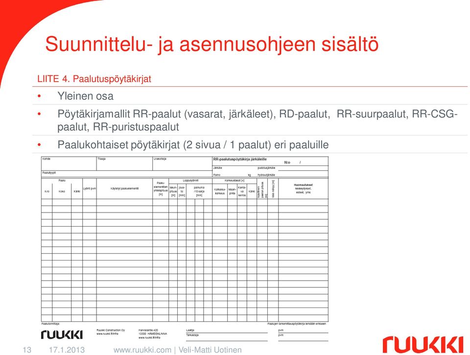 (vasarat, järkäleet), RD-paalut, RR-suurpaalut, RR-CSGpaalut,