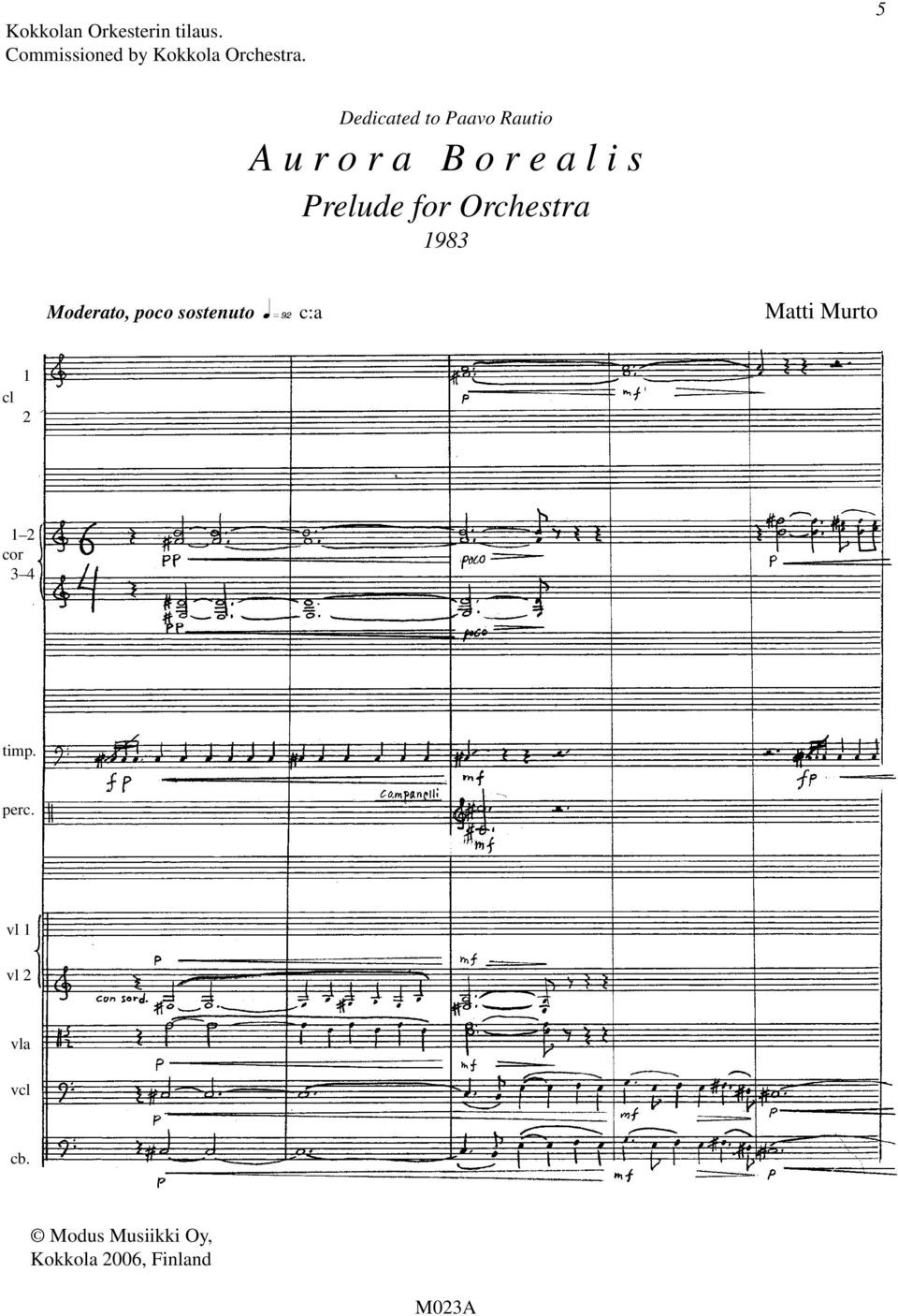 Orchestra 1983 Moderato, poco sostenuto q»ª c:a Matti Murto cl 1 2 1 2