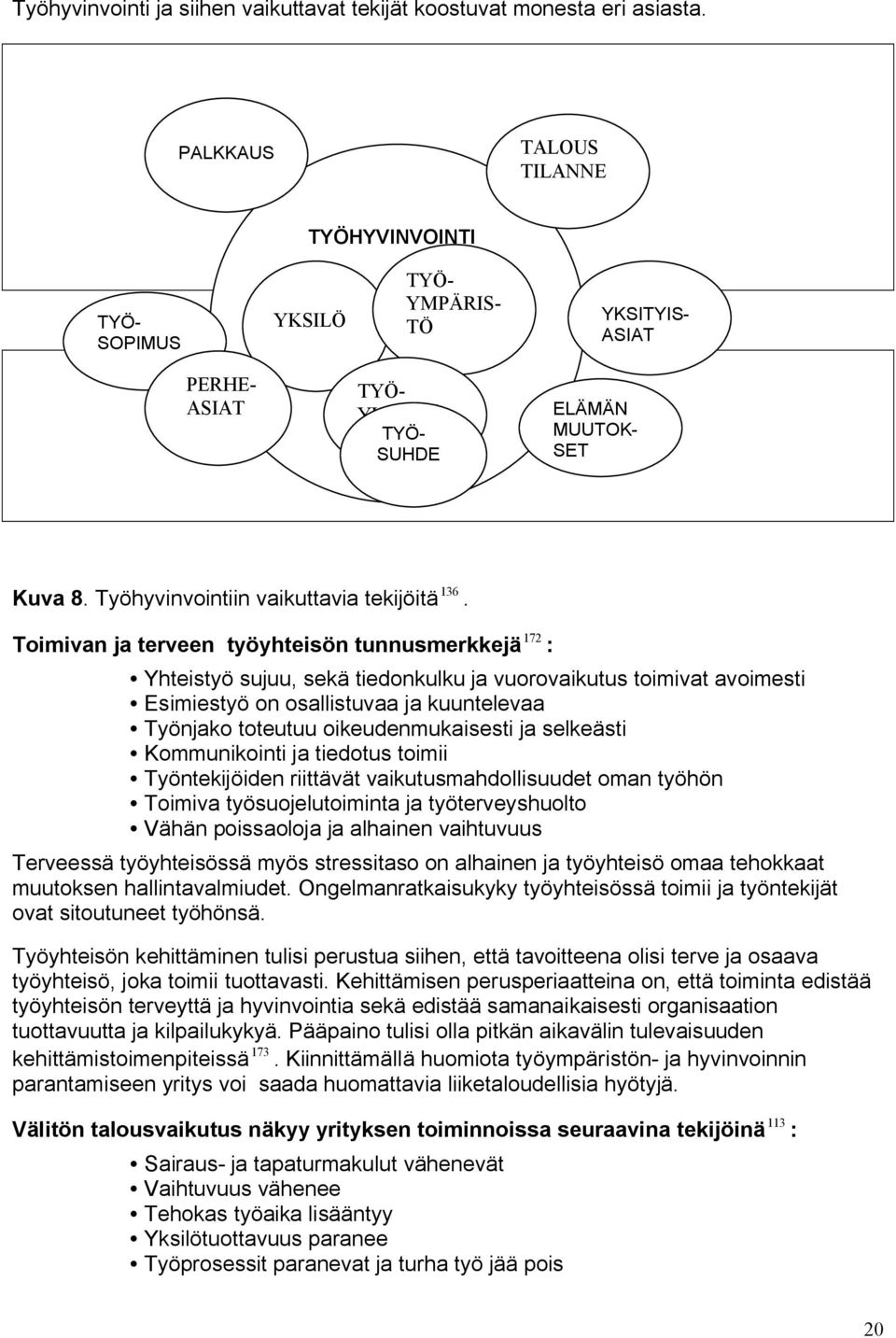 Toimivan ja terveen työyhteisön tunnusmerkkejä 172 : Yhteistyö sujuu, sekä tiedonkulku ja vuorovaikutus toimivat avoimesti Esimiestyö on osallistuvaa ja kuuntelevaa Työnjako toteutuu