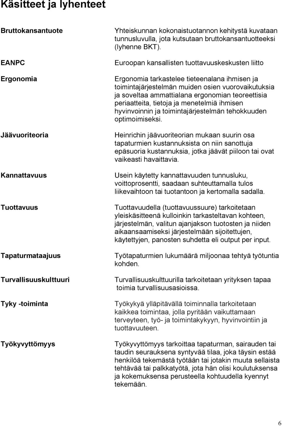 Euroopan kansallisten tuottavuuskeskusten liitto Ergonomia tarkastelee tieteenalana ihmisen ja toimintajärjestelmän muiden osien vuorovaikutuksia ja soveltaa ammattialana ergonomian teoreettisia