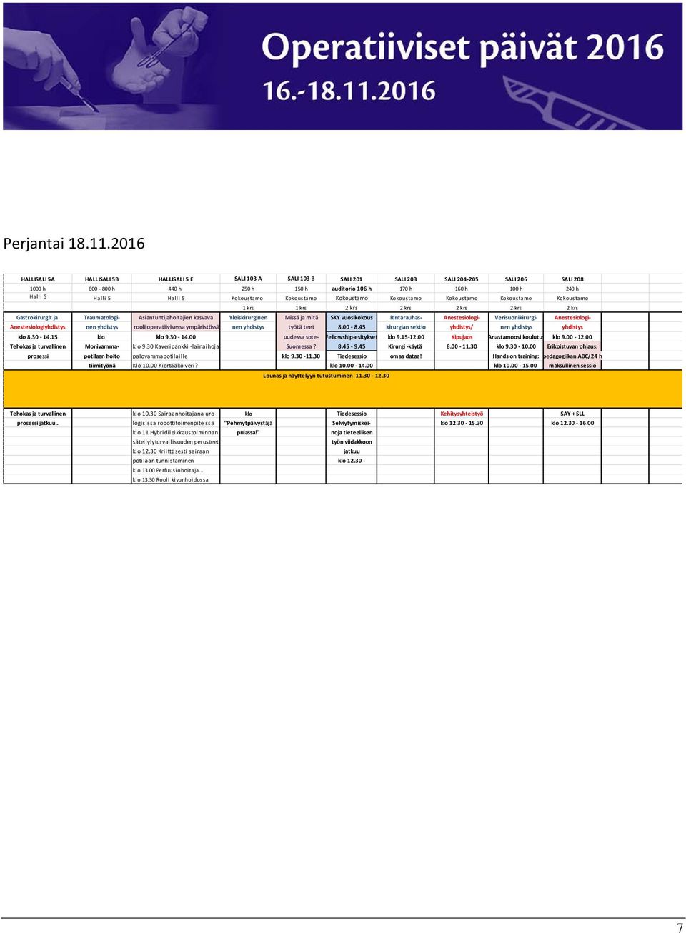 Halli 5 Halli 5 Kokoustamo Kokoustamo Kokoustamo Kokoustamo Kokoustamo Kokoustamo Kokoustamo 1 krs 1 krs 2 krs 2 krs 2 krs 2 krs 2 krs Gastrokirurgit ja Traumatologi- Asiantuntijahoitajien kasvava