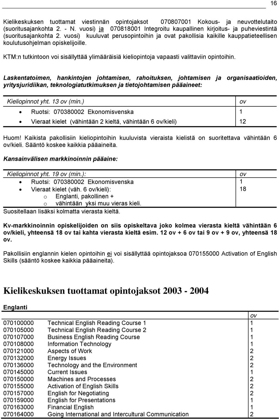 vuosi) kuuluvat perusopintoihin ja ovat pakollisia kaikille kauppatieteellisen koulutusohjelman opiskelijoille.