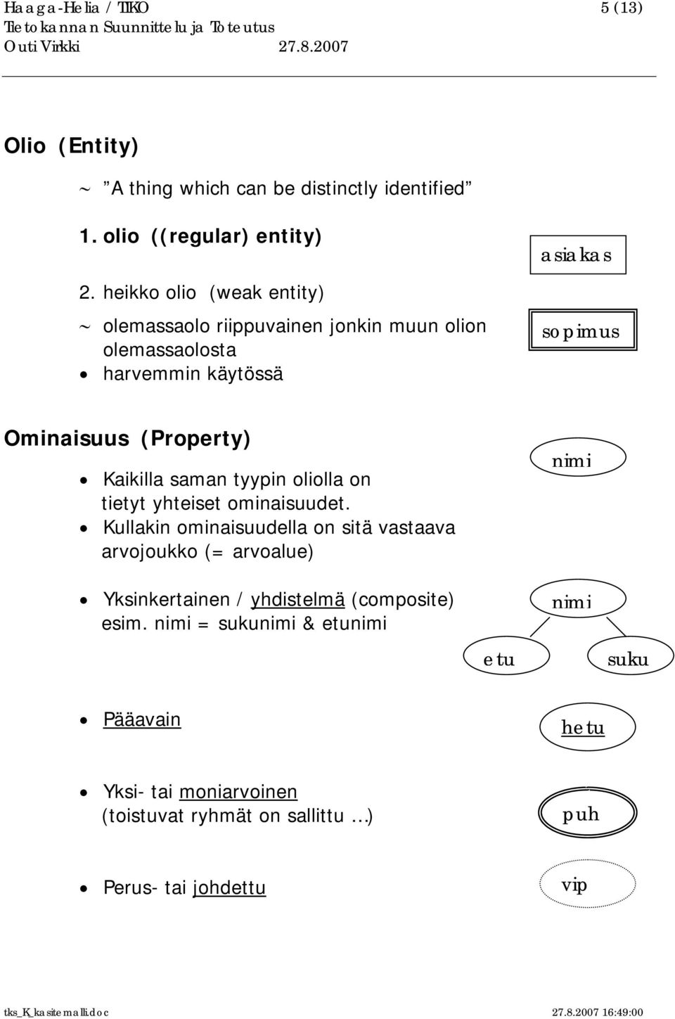 Kaikilla saman tyypin oliolla on tietyt yhteiset ominaisuudet.