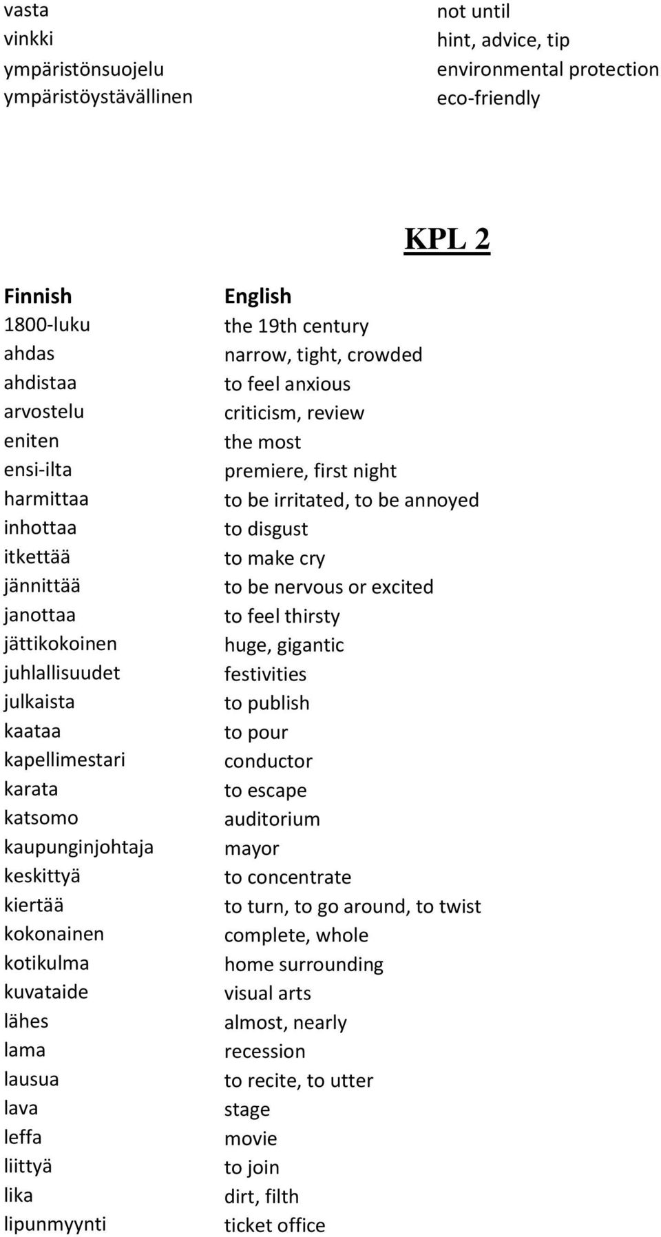 liittyä lika lipunmyynti the 19th century narrow, tight, crowded to feel anxious criticism, review the most premiere, first night to be irritated, to be annoyed to disgust to make cry to be nervous