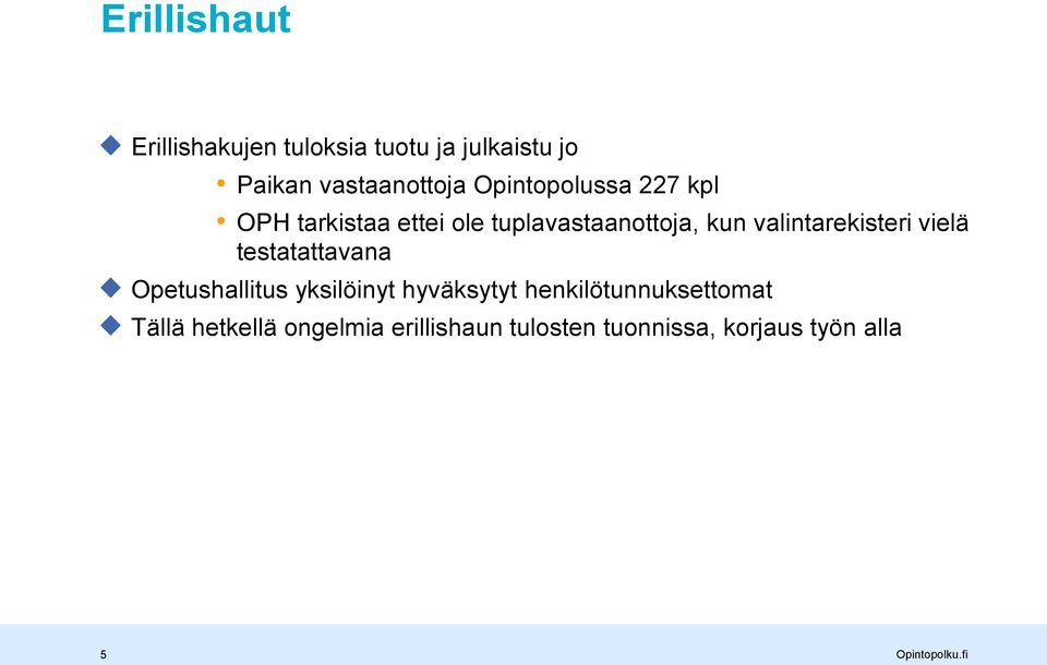 valintarekisteri vielä testatattavana Opetushallitus yksilöinyt hyväksytyt