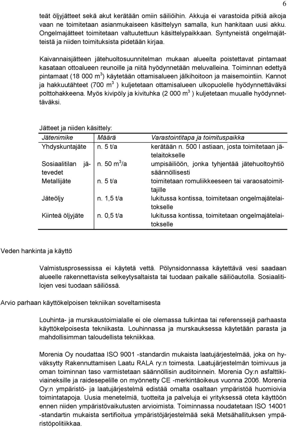 Kaivannaisjätteen jätehuoltosuunnitelman mukaan alueelta poistettavat pintamaat kasataan ottoalueen reunoille ja niitä hyödynnetään meluvalleina.