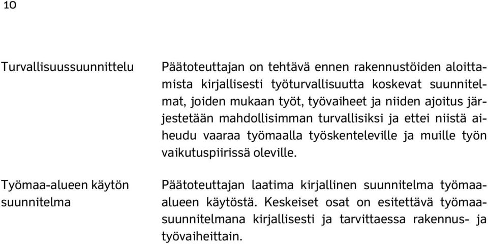 ettei niistä aiheudu vaaraa työmaalla työskenteleville ja muille työn vaikutuspiirissä oleville.