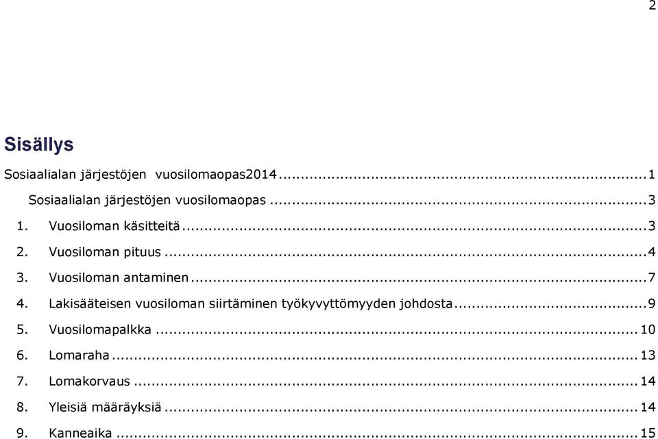 Vuosiloman käsitteitä... 3 Vuosiloman pituus... 4 Vuosiloman antaminen.