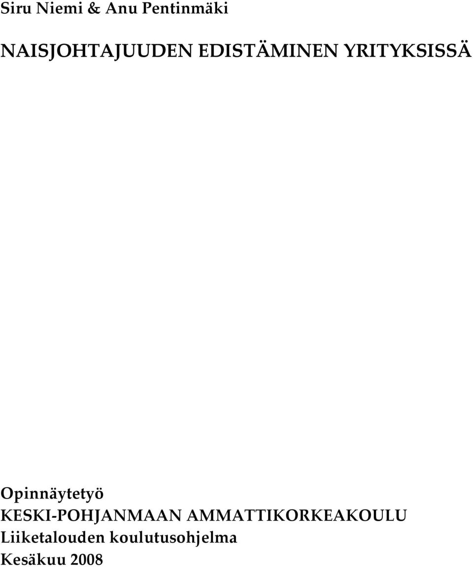 Opinnäytetyö KESKI POHJANMAAN