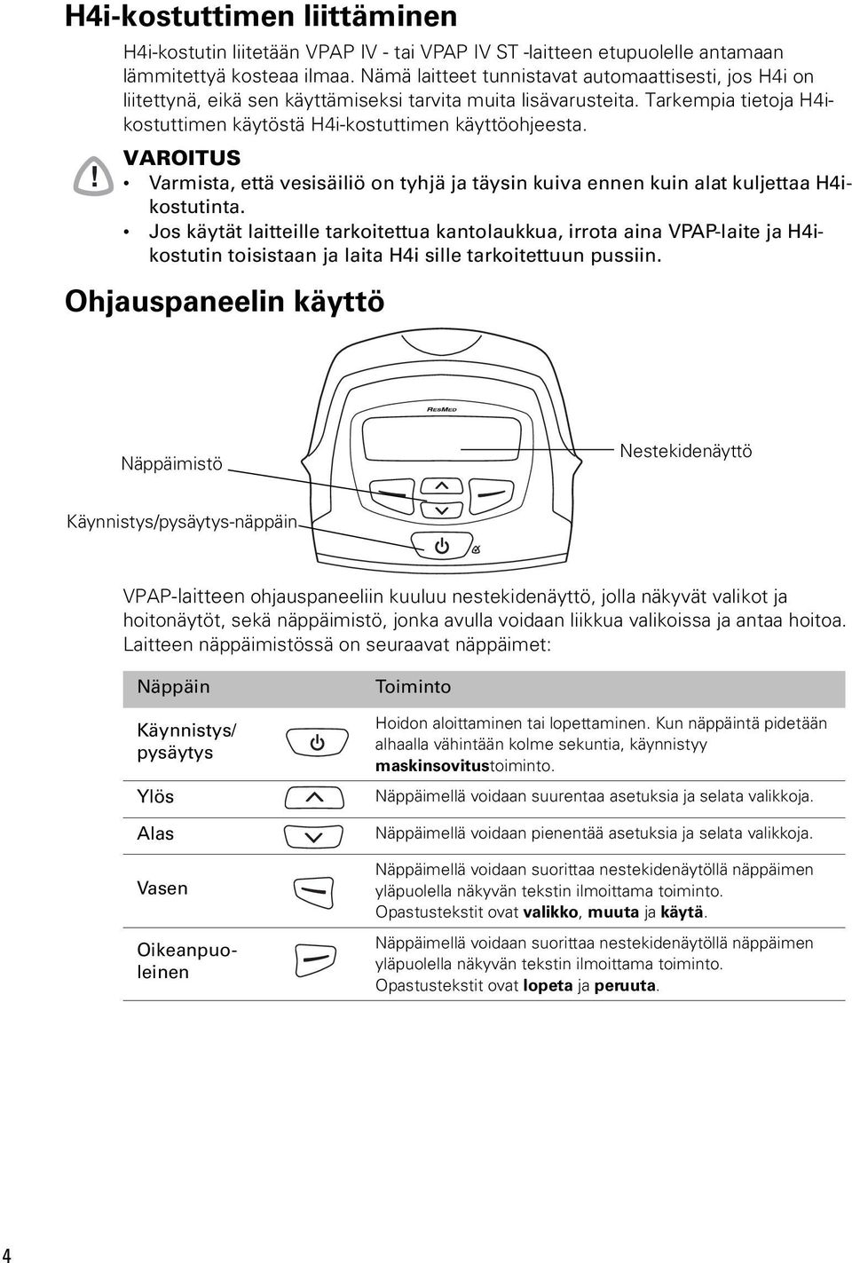 VAROITUS Varmista, että vesisäiliö on tyhjä ja täysin kuiva ennen kuin alat kuljettaa H4ikostutinta.