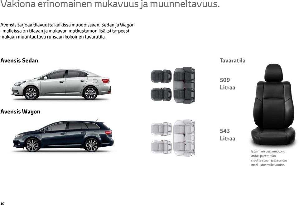 Sedan ja Wagon -malleissa on tilavan ja mukavan matkustamon lisäksi tarpeesi mukaan