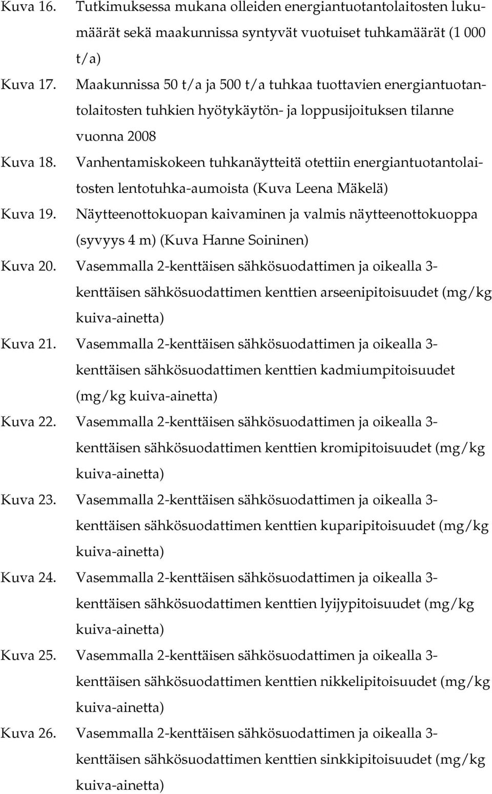 Vanhentamiskokeen tuhkanäytteitä otettiin energiantuotantolaitosten lentotuhka-aumoista (Kuva Leena Mäkelä) Kuva 19.