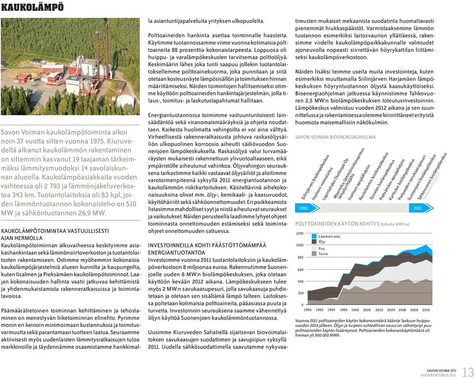 Kaukolämpöasiakkaita vuoden vaihteessa oli 2 793 ja lämmönjakeluverkostoa 343 km. Tuotantolaitoksia oli 83 kpl, joiden lämmöntuotannon kokonaisteho on 510 MW ja sähköntuotannon 26,9 MW.