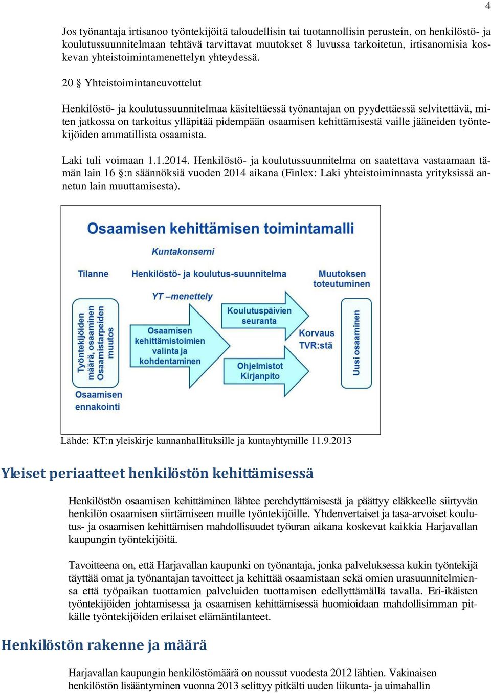 20 Yhteistoimintaneuvottelut Henkilöstö- ja koulutussuunnitelmaa käsiteltäessä työnantajan on pyydettäessä selvitettävä, miten jatkossa on tarkoitus ylläpitää pidempään osaamisen kehittämisestä