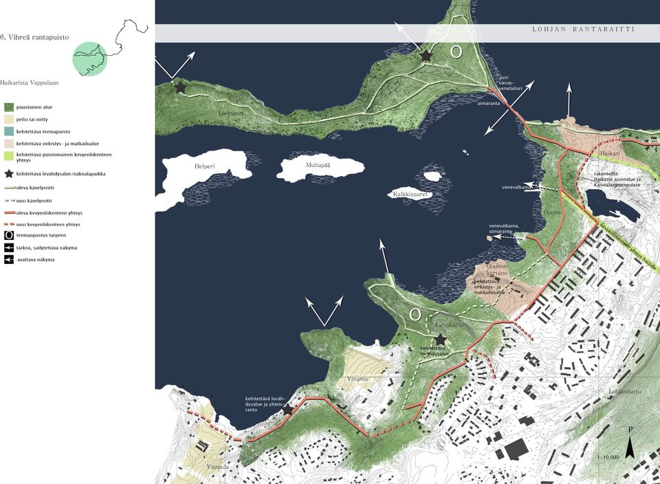 venevalkama, uimaranta kevyenliikenteen yhteys harjulle Ojamon kartano kehitettävä virkistys- ja